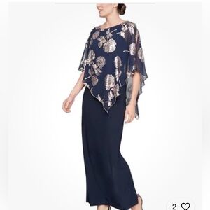 SLNY Women's Elegant Navy Maxi Skirt